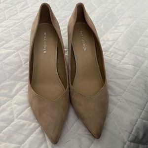 Marc Fisher nude suede heels